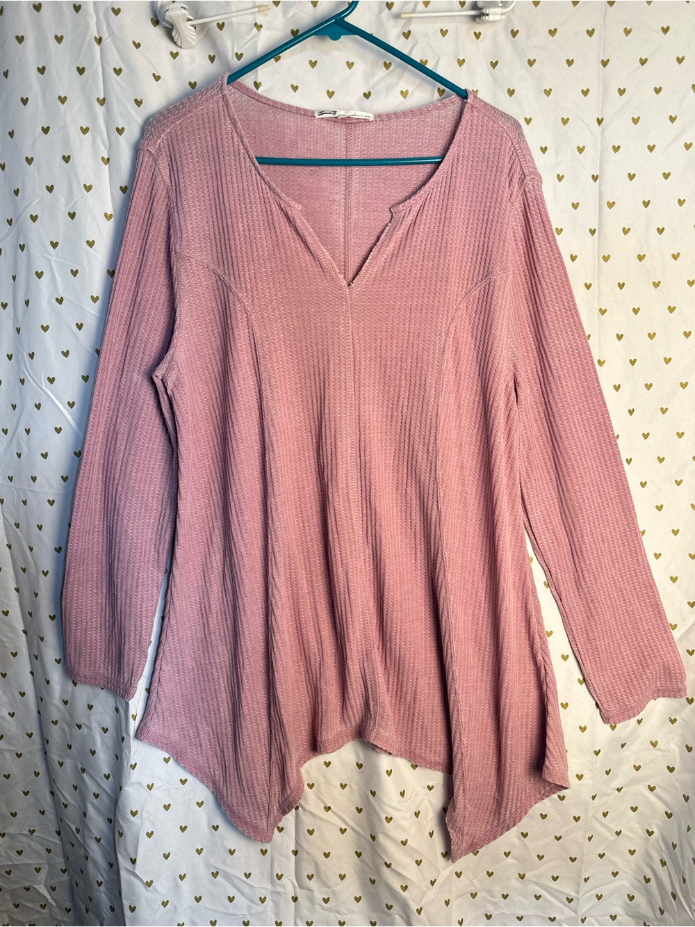 Seven7 Dusty Rose Ribbed V-Neck Tunic